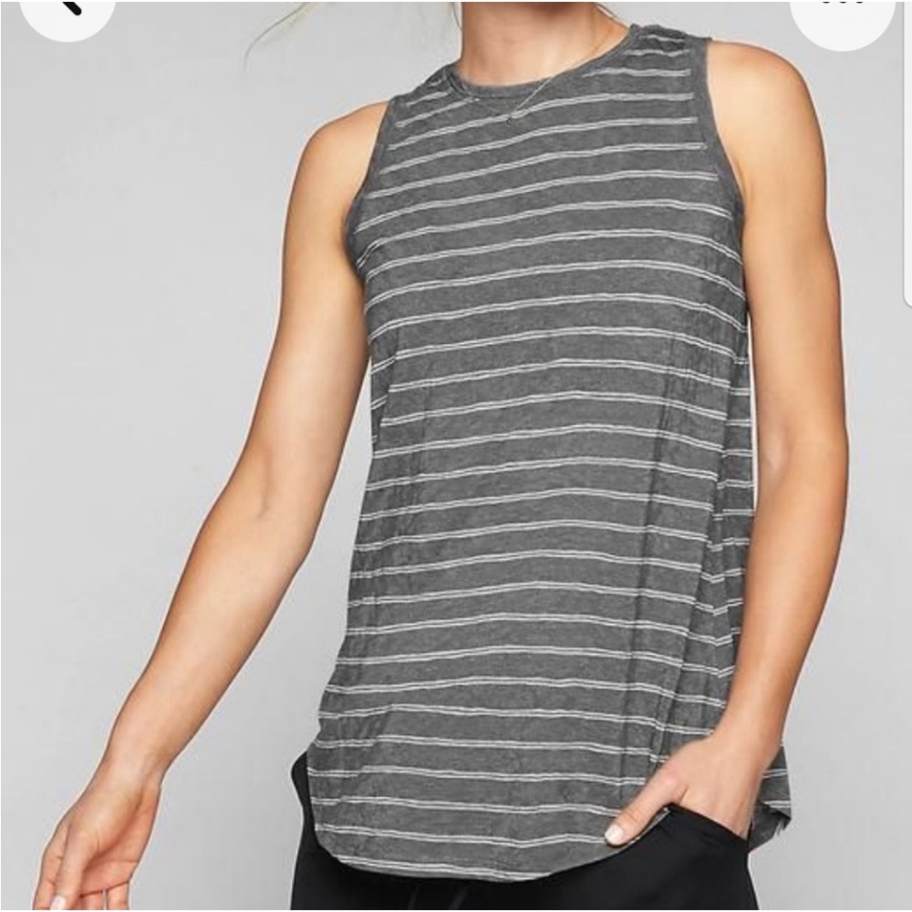 Athleta Size Small Grey Breezy Striped Tank Top